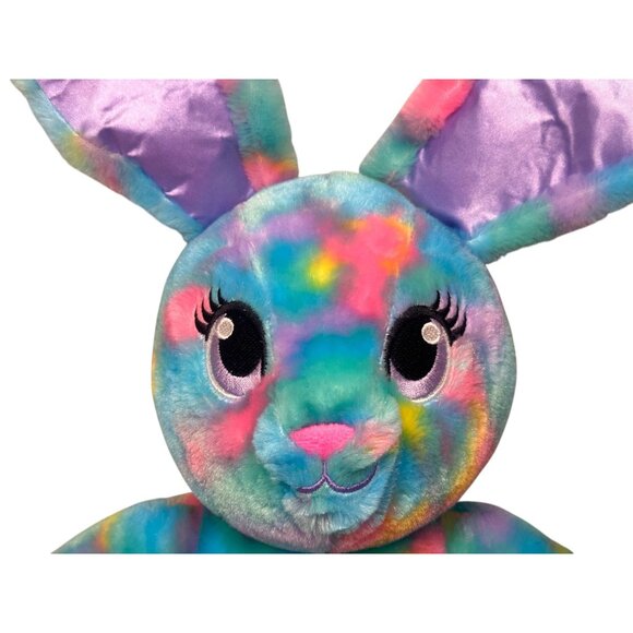Build a Bear Tie Dye Easter Bunny Plush Satin Ears Stuffed Animal Sewn Eyes 21" - Picture 2 of 15